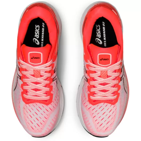 imageASICS Womens GelKayano 27 Running ShoesWhiteSunrise Red