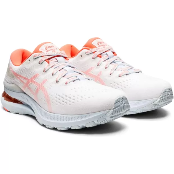 imageASICS Womens GelKayano 28 Running ShoesWhiteFlash Coral