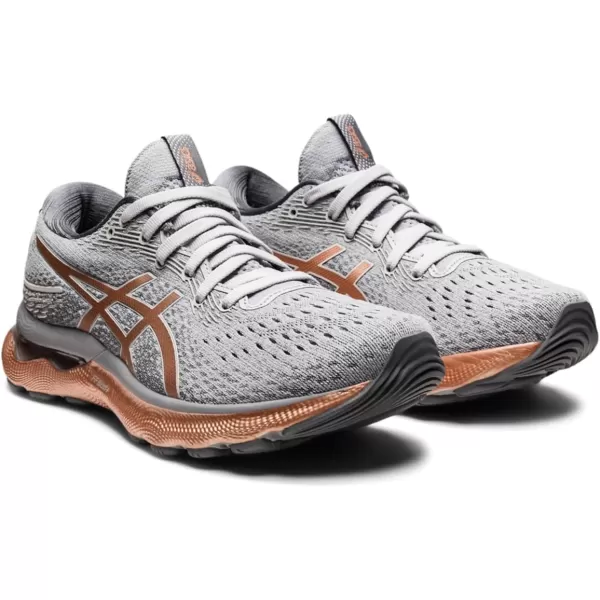 imageASICS Womens GelNimbus 24 Running ShoesPiedmont GreyRose Gold