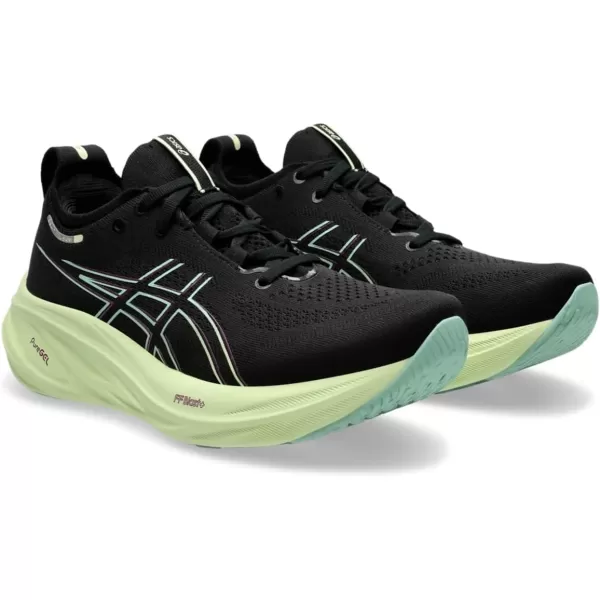 imageASICS Womens GelNimbus 26 Running ShoeBlackCool Matcha