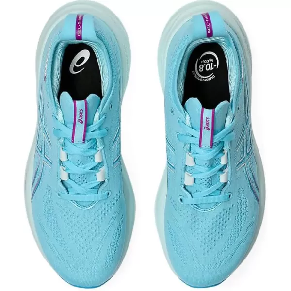 imageASICS Womens GelNimbus 26 Running ShoeBright CyanBold Magenta