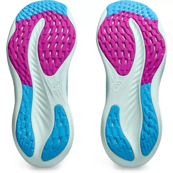 imageASICS Womens GelNimbus 26 Running ShoeBright CyanBold Magenta