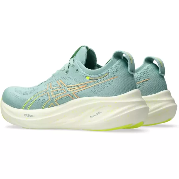 imageASICS Womens GelNimbus 26 Running ShoeLight CeladonSafety Yellow