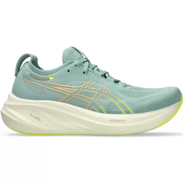 imageASICS Womens GelNimbus 26 Running ShoeLight CeladonSafety Yellow