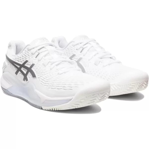 imageASICS Womens GelResolution 9 Clay Tennis ShoesWhitePure Silver