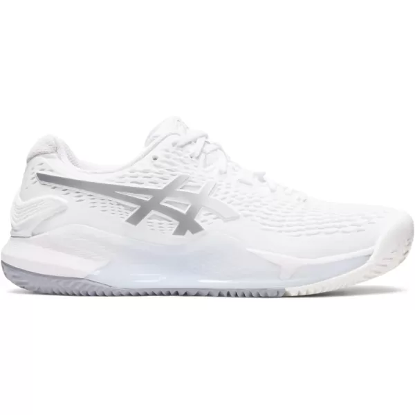 imageASICS Womens GelResolution 9 Clay Tennis ShoesWhitePure Silver