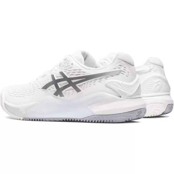 imageASICS Womens GelResolution 9 Clay Tennis ShoesWhitePure Silver