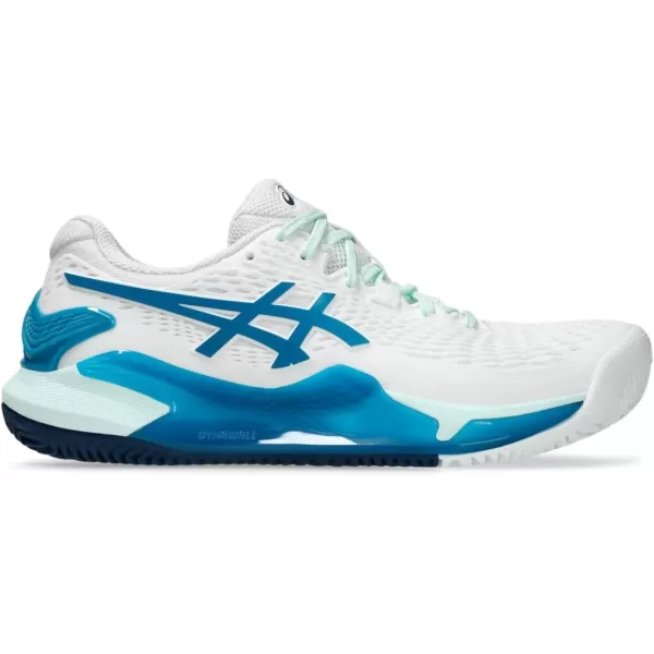 imageASICS Womens GelResolution 9 Clay Tennis ShoesWhiteTeal Blue