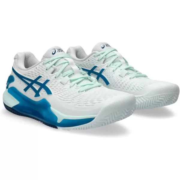 imageASICS Womens GelResolution 9 Clay Tennis ShoesWhiteTeal Blue