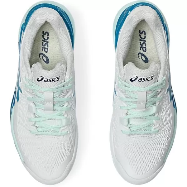 imageASICS Womens GelResolution 9 Clay Tennis ShoesWhiteTeal Blue