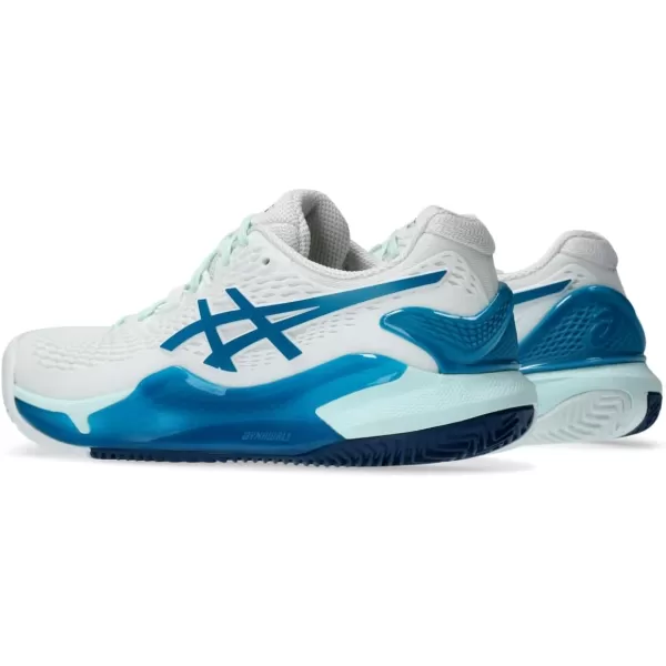 imageASICS Womens GelResolution 9 Clay Tennis ShoesWhiteTeal Blue