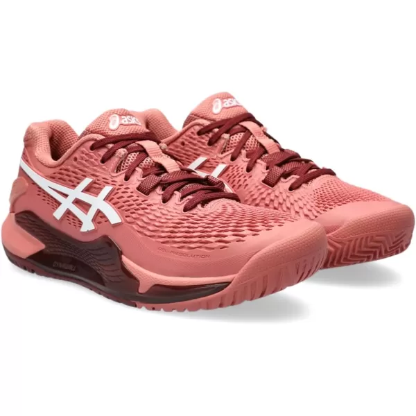 imageASICS Womens GelResolution 9 Tennis ShoeLight GarnetWhite