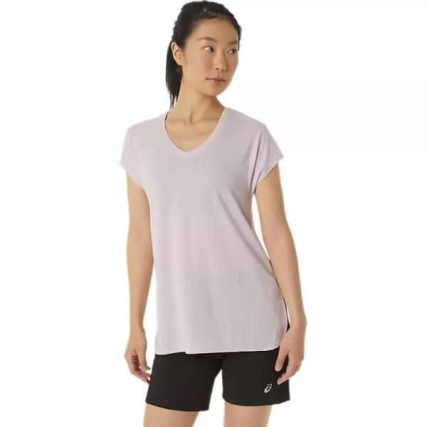 imageASICS Womens Heather Vneck Short Sleeve TOP ApparelBarely Rose Heather