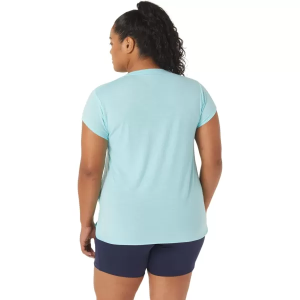 imageASICS Womens Heather Vneck Short Sleeve TOP ApparelClear Blue Heather
