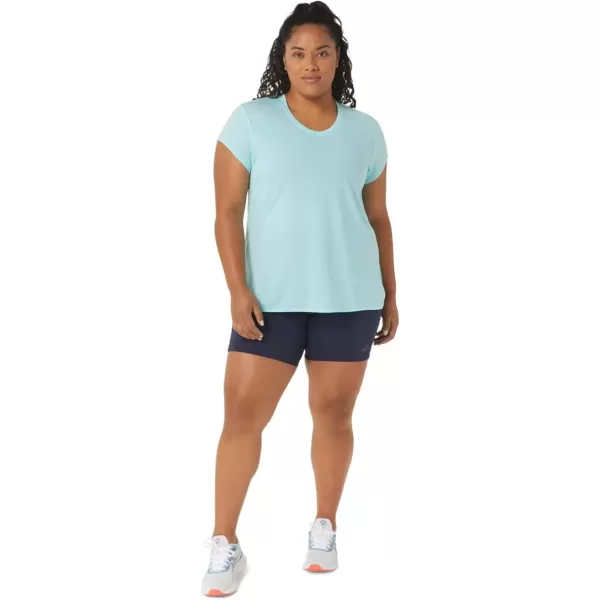 imageASICS Womens Heather Vneck Short Sleeve TOP ApparelClear Blue Heather