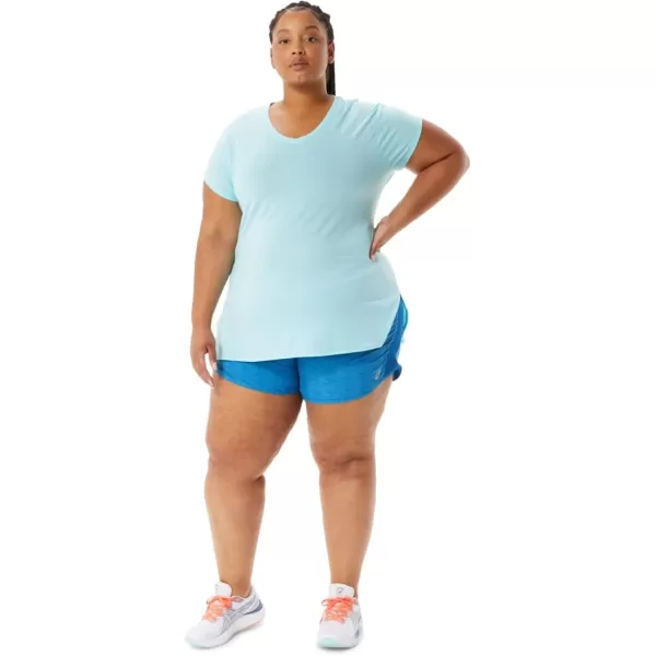 imageASICS Womens Heather Vneck Short Sleeve TOP ApparelClear Blue Heather
