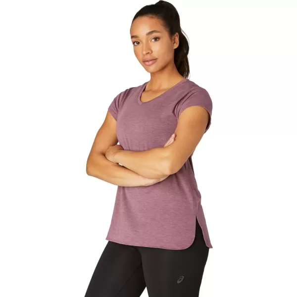 imageASICS Womens Heather Vneck Short Sleeve TOP ApparelGrape Heather
