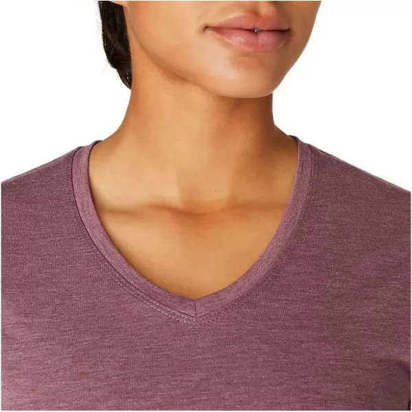 imageASICS Womens Heather Vneck Short Sleeve TOP ApparelGrape Heather