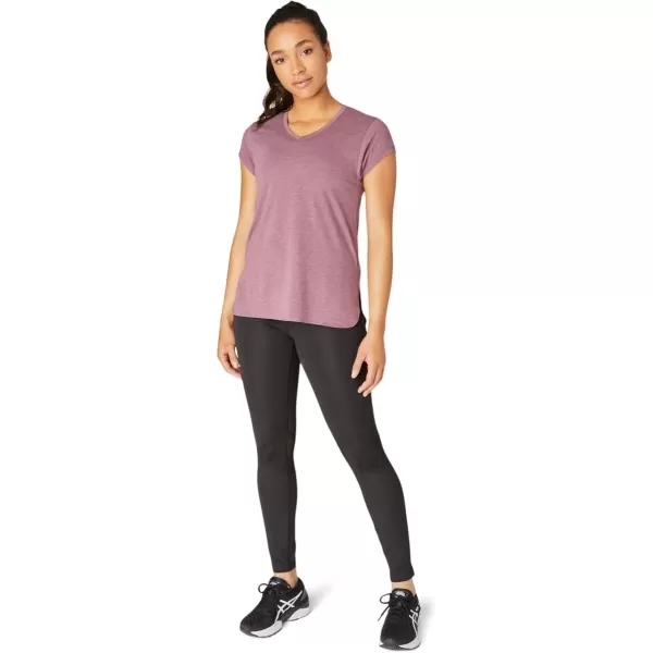 imageASICS Womens Heather Vneck Short Sleeve TOP ApparelGrape Heather