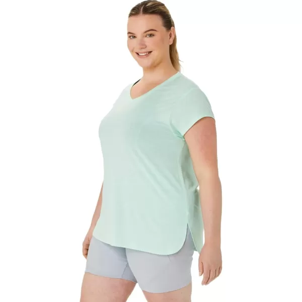 imageASICS Womens Heather Vneck Short Sleeve TOP ApparelMint Tint Heather