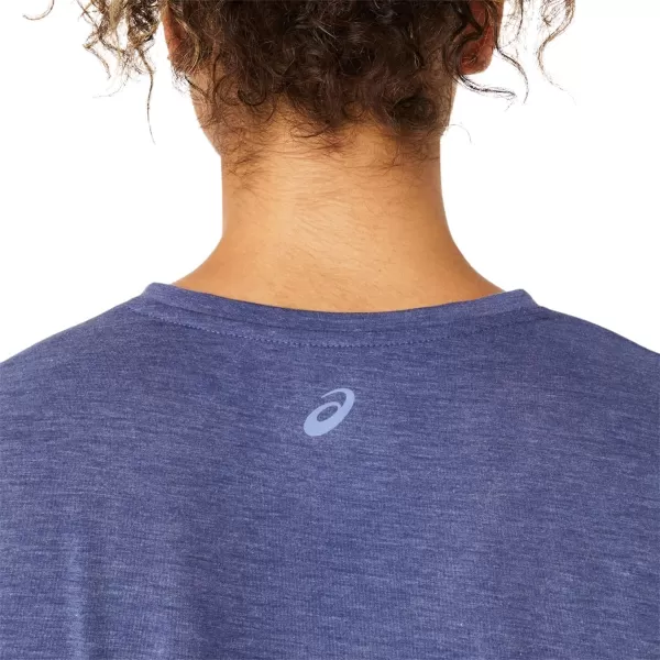 imageASICS Womens Heather Vneck Short Sleeve TOP ApparelThunder Blue Heather