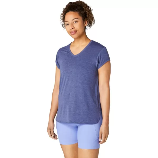imageASICS Womens Heather Vneck Short Sleeve TOP ApparelThunder Blue Heather