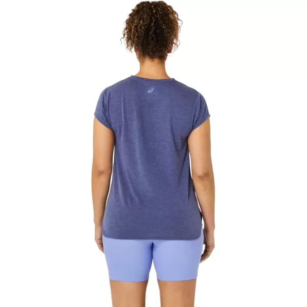 imageASICS Womens Heather Vneck Short Sleeve TOP ApparelThunder Blue Heather