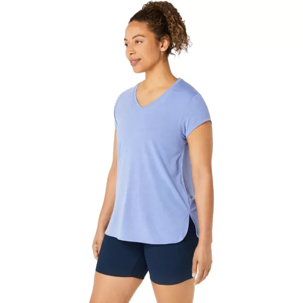 imageASICS Womens Heather Vneck Short Sleeve TOP ApparelViolet Storm Heather