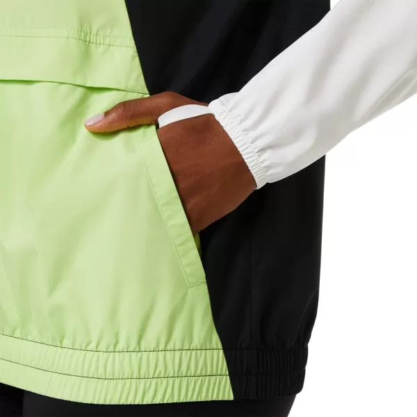imageASICS Womens LITESHOW JACKET Running ApparelBrilliant WhiteLime Green