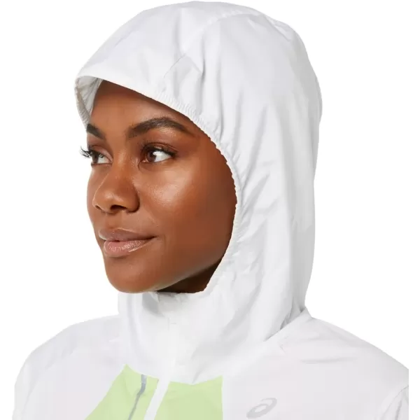 imageASICS Womens LITESHOW JACKET Running ApparelBrilliant WhiteLime Green