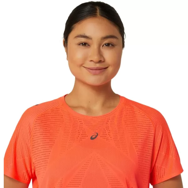 imageASICS Womens METARUN Short Sleeve TOP ApparelSunrise Red