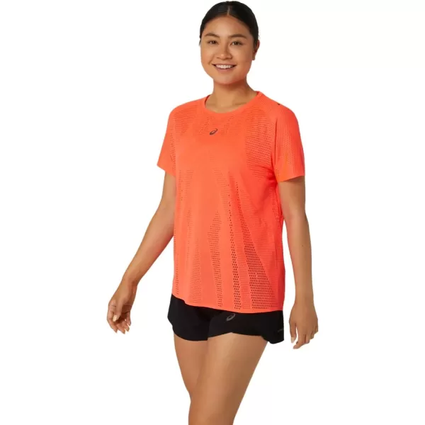 imageASICS Womens METARUN Short Sleeve TOP ApparelSunrise Red