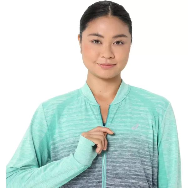 imageASICS Womens NAGINO RUN SEAMLESS JACKET ApparelAurora GreenBlue Expanse
