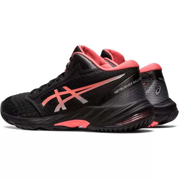 imageASICS Womens Netburner Ballistic FlyteFoam Mid Top 3 Volleyball ShoesBlackPapaya