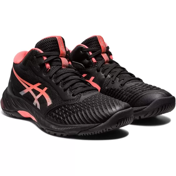 imageASICS Womens Netburner Ballistic FlyteFoam Mid Top 3 Volleyball ShoesBlackPapaya