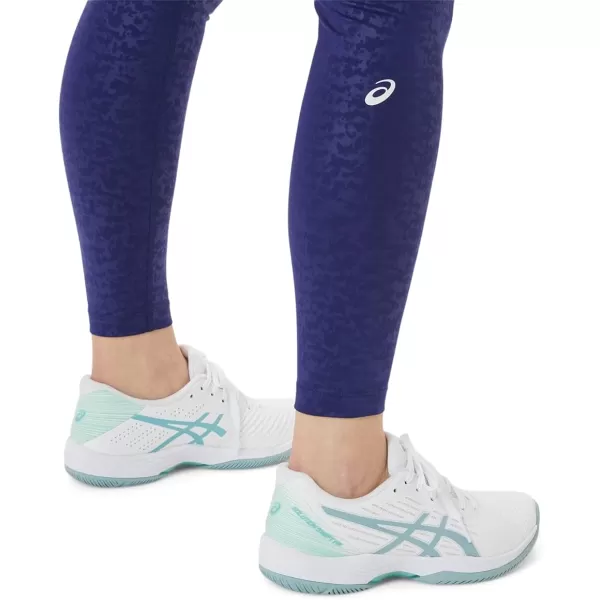 imageASICS Womens New Strong 92 Printed Tights ApparelJapan Brushed Emboss Dive Blue