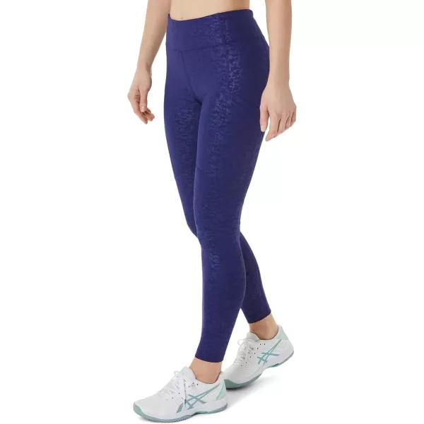 imageASICS Womens New Strong 92 Printed Tights ApparelJapan Brushed Emboss Dive Blue