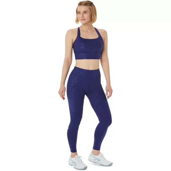 imageASICS Womens New Strong 92 Printed Tights ApparelJapan Brushed Emboss Dive Blue
