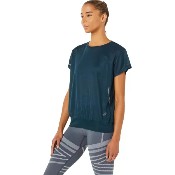 imageASICS Womens Open Back Short Sleeve TOP Training ApparelFrench Blue