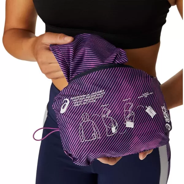 imageASICS Womens PACKABLE JACKET Running ApparelDigital Grape PrintPeacoat