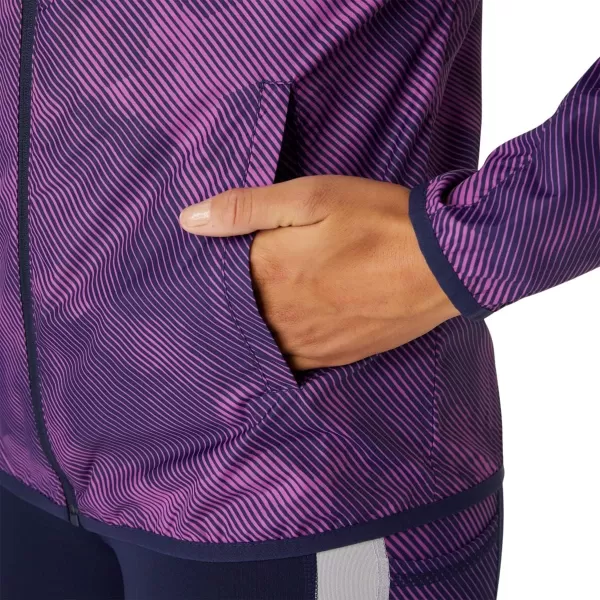 imageASICS Womens PACKABLE JACKET Running ApparelDigital Grape PrintPeacoat
