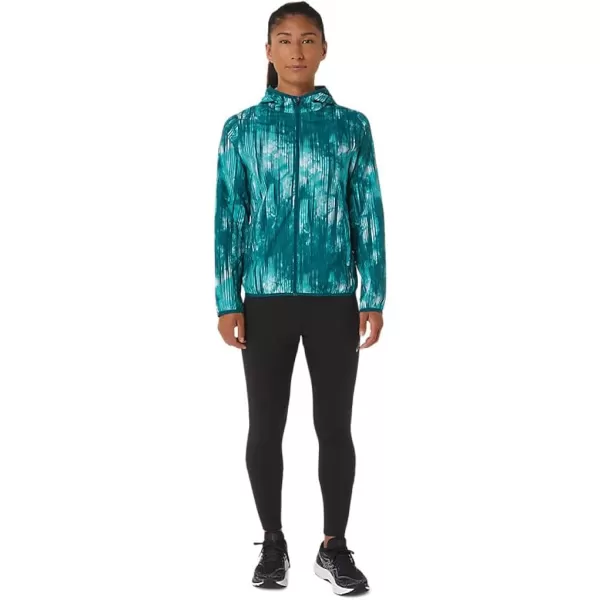 imageASICS Womens PACKABLE JACKET Running ApparelSea Glass Tie Dye Print