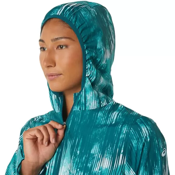 imageASICS Womens PACKABLE JACKET Running ApparelSea Glass Tie Dye Print