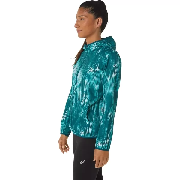 imageASICS Womens PACKABLE JACKET Running ApparelSea Glass Tie Dye Print