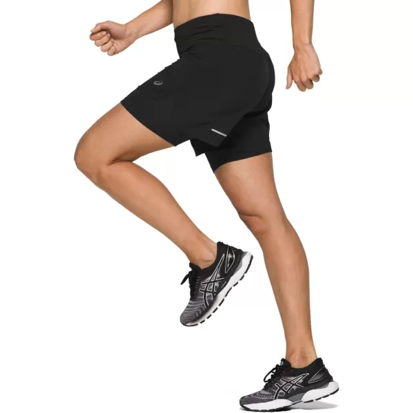 imageASICS Womens Road 2N1 55IN Short Running ApparelPerformance Black