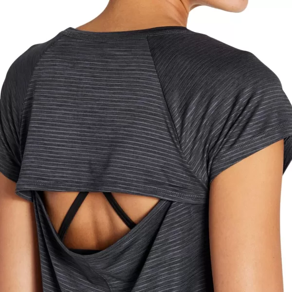 imageASICS Womens Short Sleeve Linear Training Top Running ApparelPerformance Black Spacedye