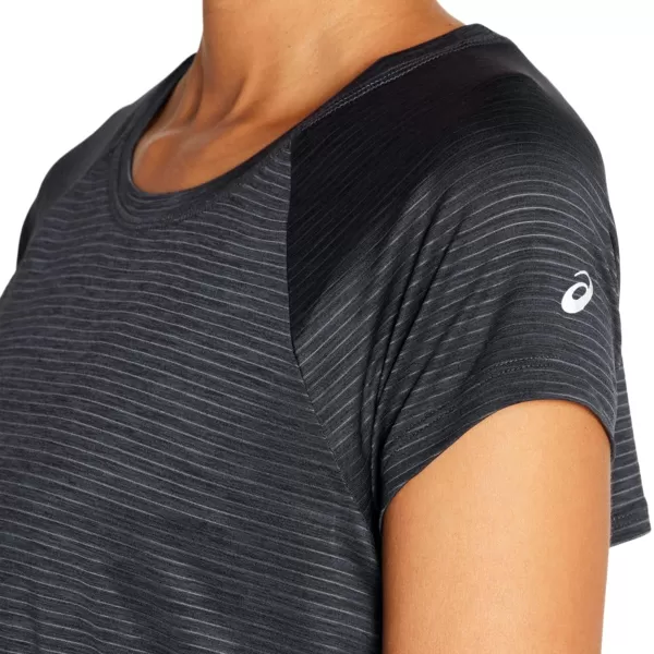 imageASICS Womens Short Sleeve Linear Training Top Running ApparelPerformance Black Spacedye