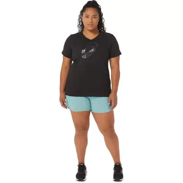 imageASICS Womens Spiral a Airbrush Tiger Print VNeck Running ApparelPerformance Black