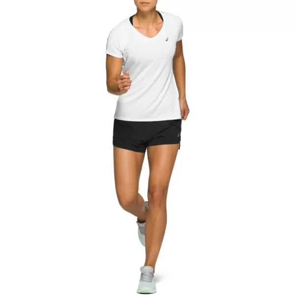 imageASICS Womens VNeck Short Sleeve Top Running ApparelBrilliant White