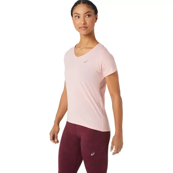 imageASICS Womens VNeck Short Sleeve Top Running ApparelFrosted Rose